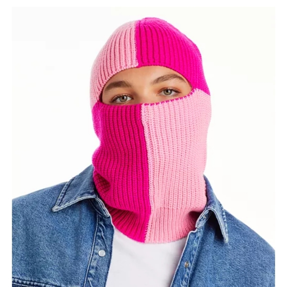 New!AQUA Block Exclusive Pink/Magenta/ Multi Knit Balaclava CottageCore Y2K Retr